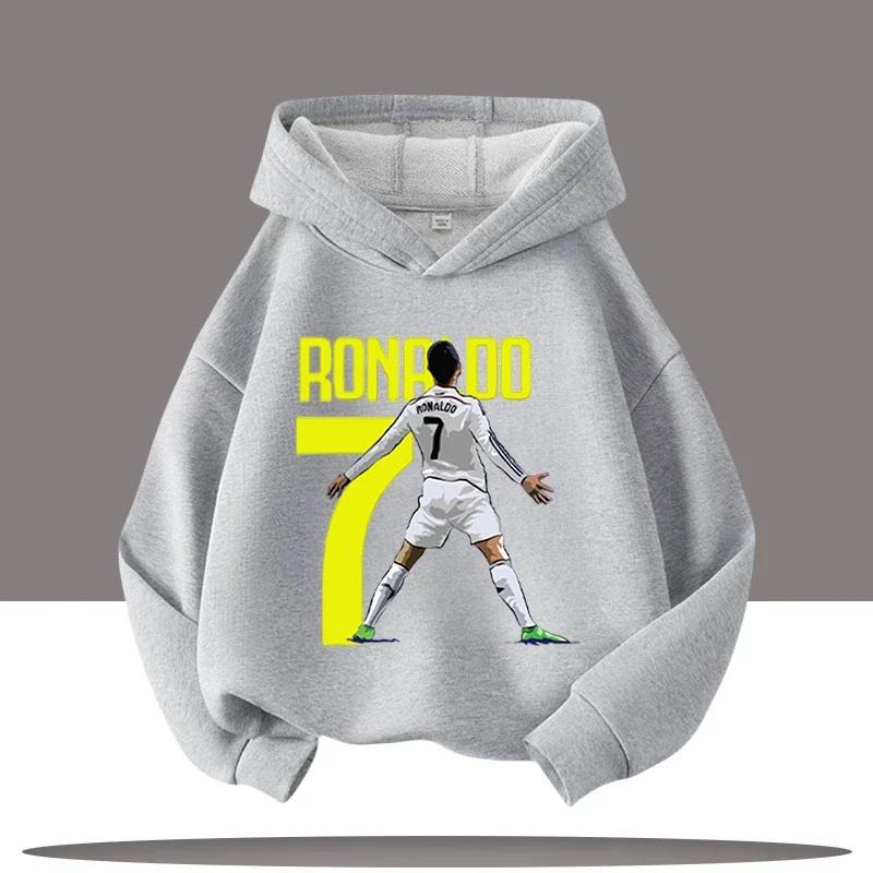 Haine noi de iarnă/toamnă Hanorac cu glugă pentru copii Ronaldo Tricou sport pentru băieți Imprimeu desen animat cu vedetă de fotbal Hanorace casual pentru copii