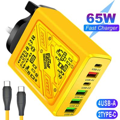 65W USB-Ladegerät Typ C Schnellladekabel QC3.0 Reiseladegeräte für iPhone Samsung Xiaomi Handy-Adapter EU US UK Stecker