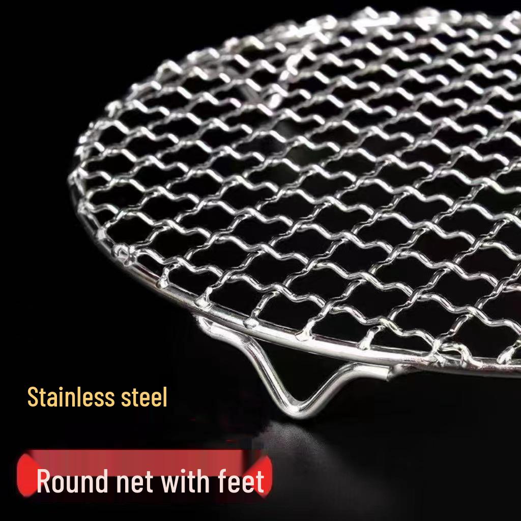 304 Stainless Steel BBQ Grill Net with Legs - Thickened Charcoal Grill Net for Roasting and Tea Brewing