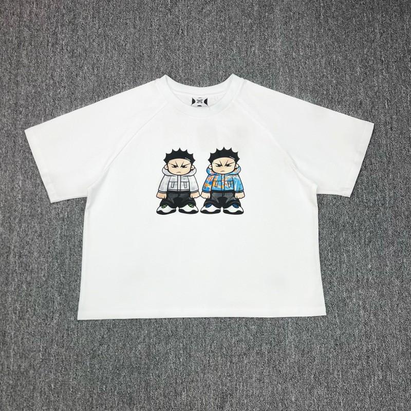 Mertra Trendy Cartoon Letter Print T-Shirt Loose Fit Casual Short Sleeve Teens