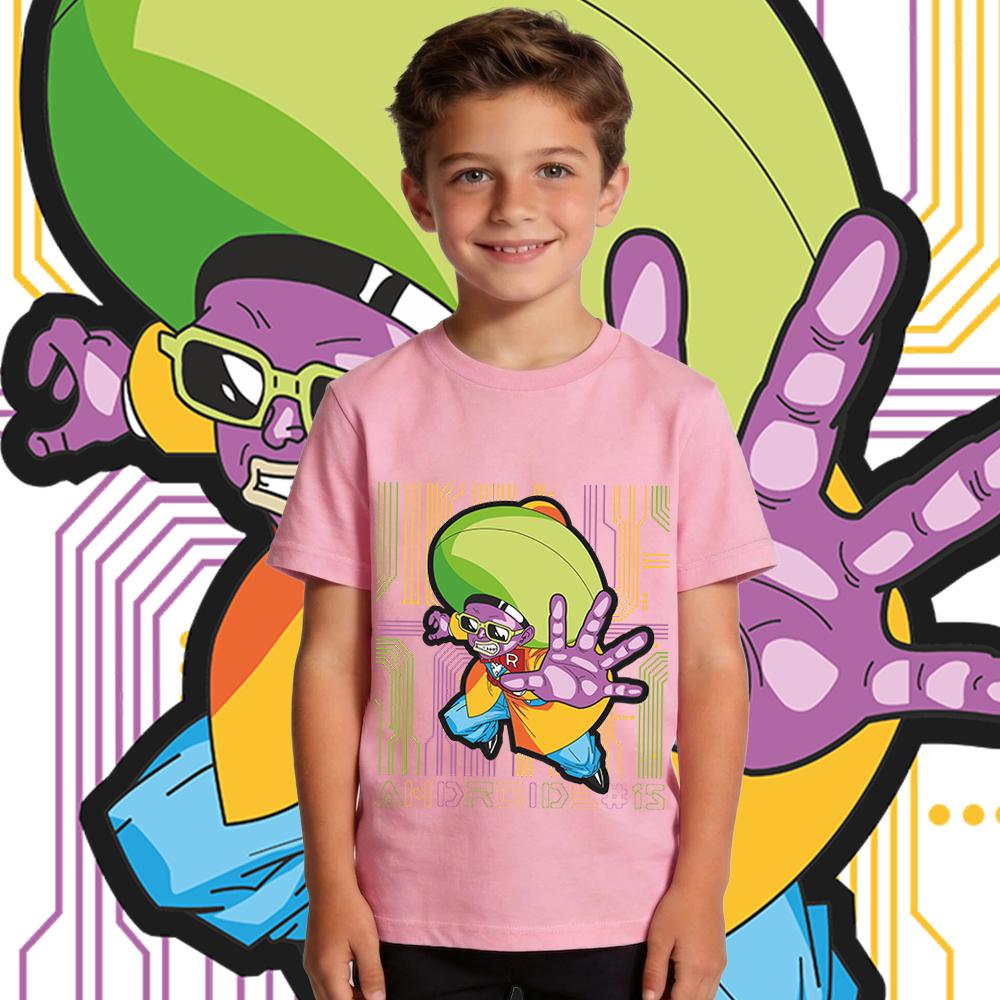 Dbz Android 15 Anime Print Cotton T Shirt for Boys and Girls Breathable Kids Casual Wear