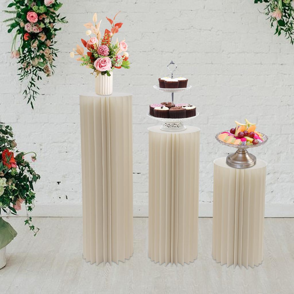 3Pcs Foldable Cardboard Columns Cylinder Tables Wedding Centerpieces Vase Dessert Table Column for Parties Decor 60/80/100cm