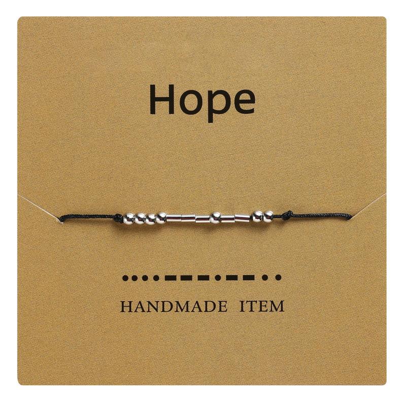 I Love You Morse Code Letter Charm Bead Bracelets Friend Family Never Give Up Keep Going BFF Hope Hand Woven Adjustable Bracelet