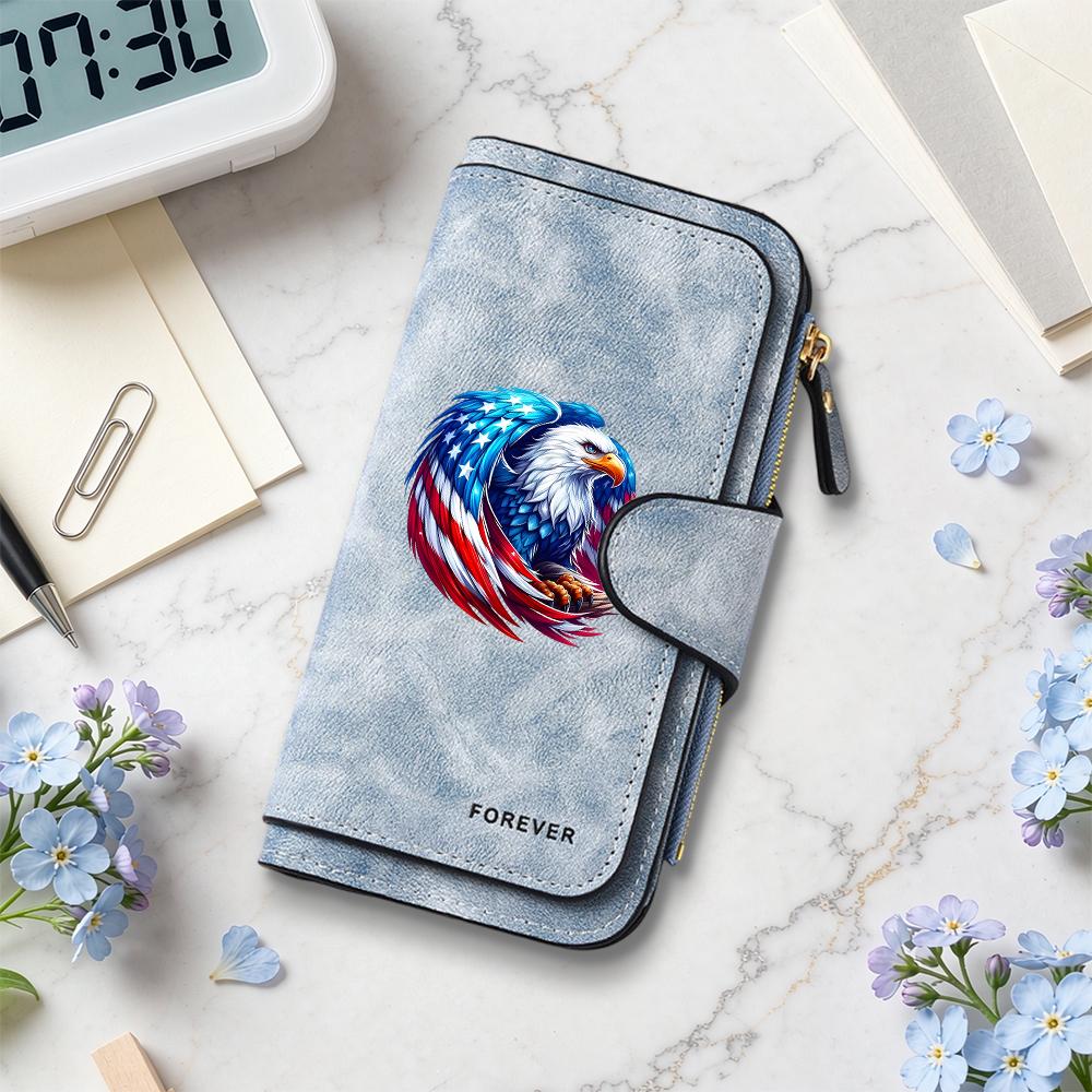 Patriotic Eagle Print Long Wallet Fashion Portable Card Holder