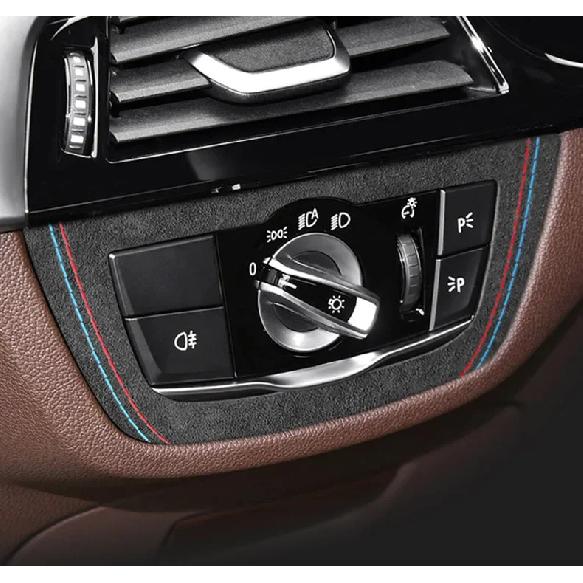For BMW 5 Series G30 G38 G01 G08 5 6GT X3 X4 530i 540i Car Headlight Switch Knob Trim Frame Sticker Suede Interior Accessories