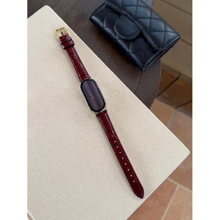

Slim Leather Watch Straps for Mi Band 10 9 8 Leather Bamboo Replacement Band for Mi Band 9Pro 8Pro Redmi Watch 4 5 6 Wristband Redmi watch 4 5 6 вина червоного кольору