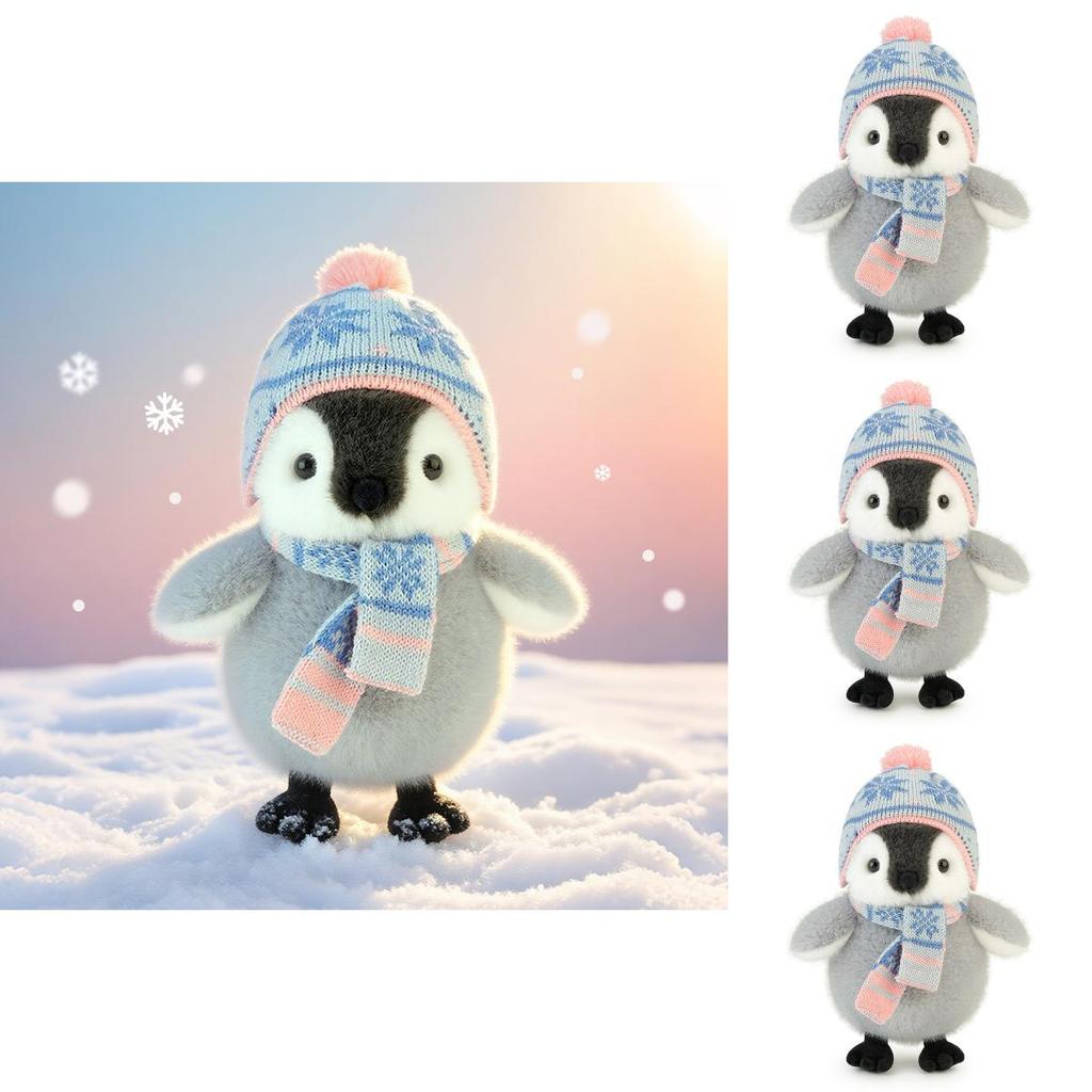 Wear Scarf Hat Penguin Plush Toy Soft Teddy For Kids Bedtime Gift