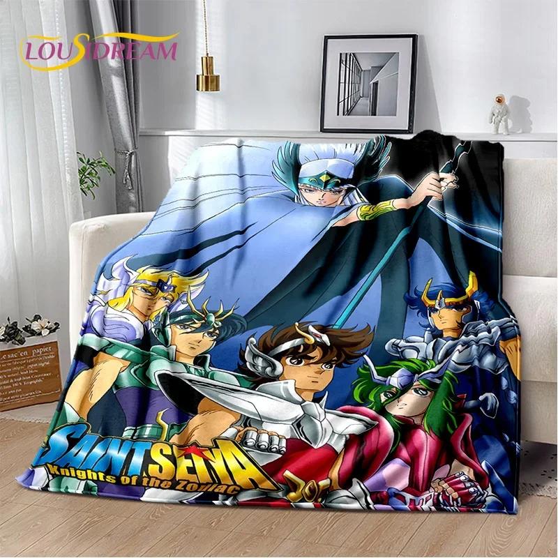 Animacinis Saint Seiya 3D Retro Anime HD Minkšti pledai, Šiltas flanelinis pledas piknikui, lovoms, sofai, namams, miegamajam, dovanos vaikams