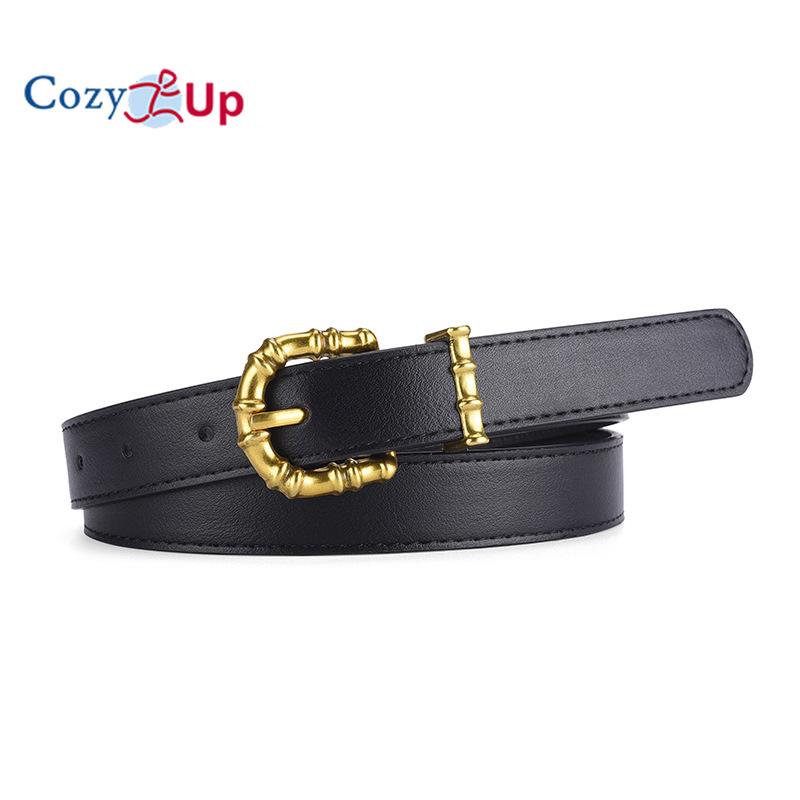 Slub Gold Buckle PU Firming PU Belt Slim Windbreaker Jeans Outer Waist Belt