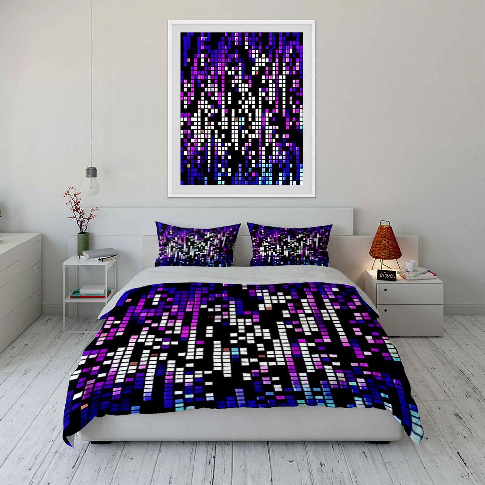 Colorful Pixel Art Decor Set Bedding Set with 1 Duvet Cover 2 Pillowcases Single Double King Queen, Gift