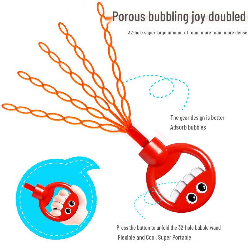 Clearance Smiley Face 32-Hole Bubble Wand - Outdoor Bubble Blower Toy for Kids