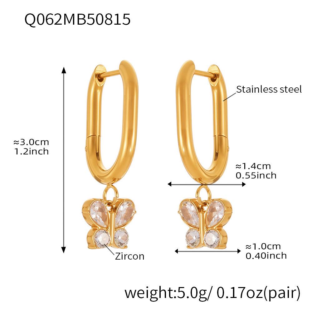 Oumika 18K Gold-Plated Butterfly & Diamond Earrings for Women