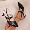 Fashion Women Pointed Toe Block High Heel Sandals Fashion Solid Color Slingback Shoes Comfortable Versatile Mid Heels Women Sandals