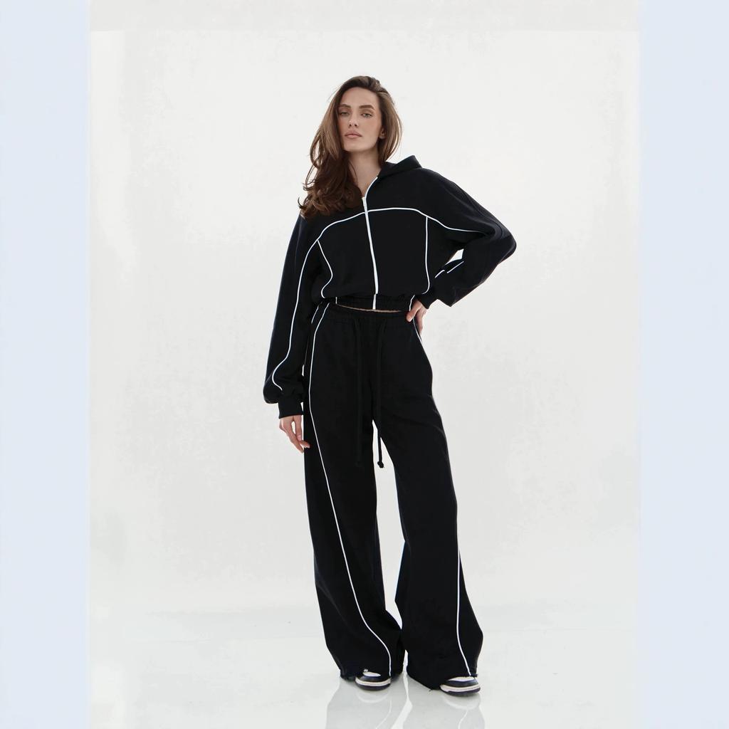 Ensemble Sweat à capuche zippé manches longues et Pantalon imprimé 3D, Survêtement Athlétique Hip Hop Tendance avec Doublure en Polaire pour Hommes Femmes