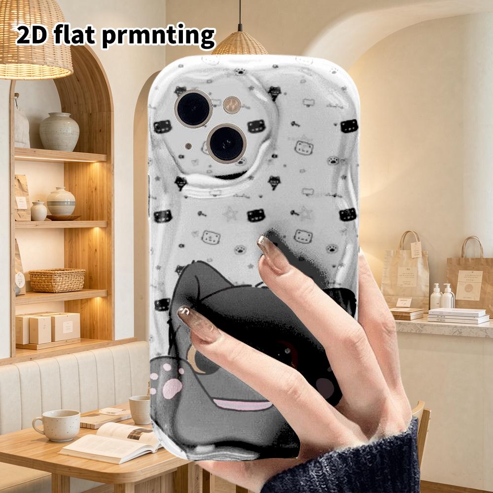 Phone Case: 2D Flat Design Suitable for iPhone 18 17 16 15 14 13 Pro Film Protective Case, Couple Style, Little Black Cat, Christmas and Halloween Gif