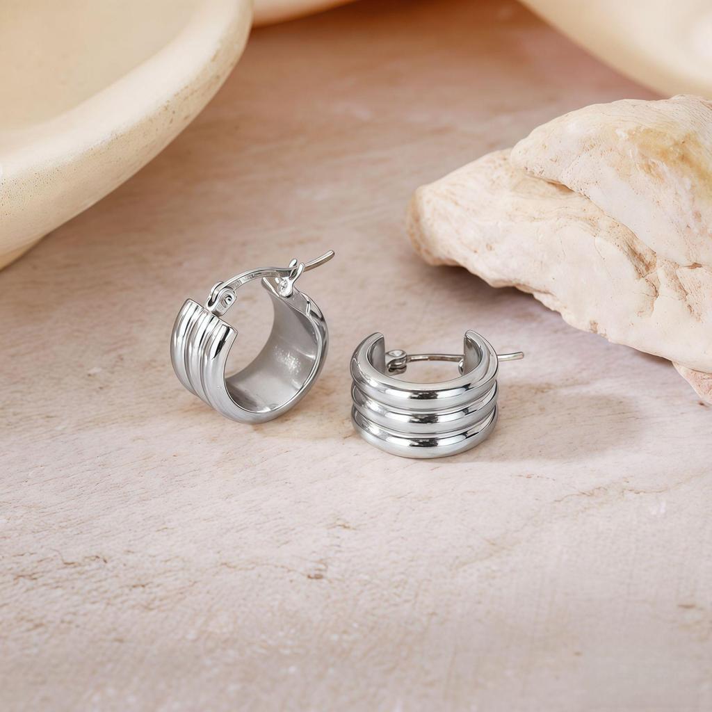 2025 Hot-Selling Titanium Steel Large Hoop Earrings - Simple Round Wire Design