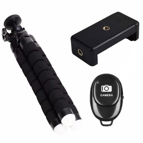 Flexible Cell Phone Tripod Mini Cell Phone Tripod with Cell Phone Holder Regular 1/4-20 Screw 360° Swivel Flexible Travel Tripod