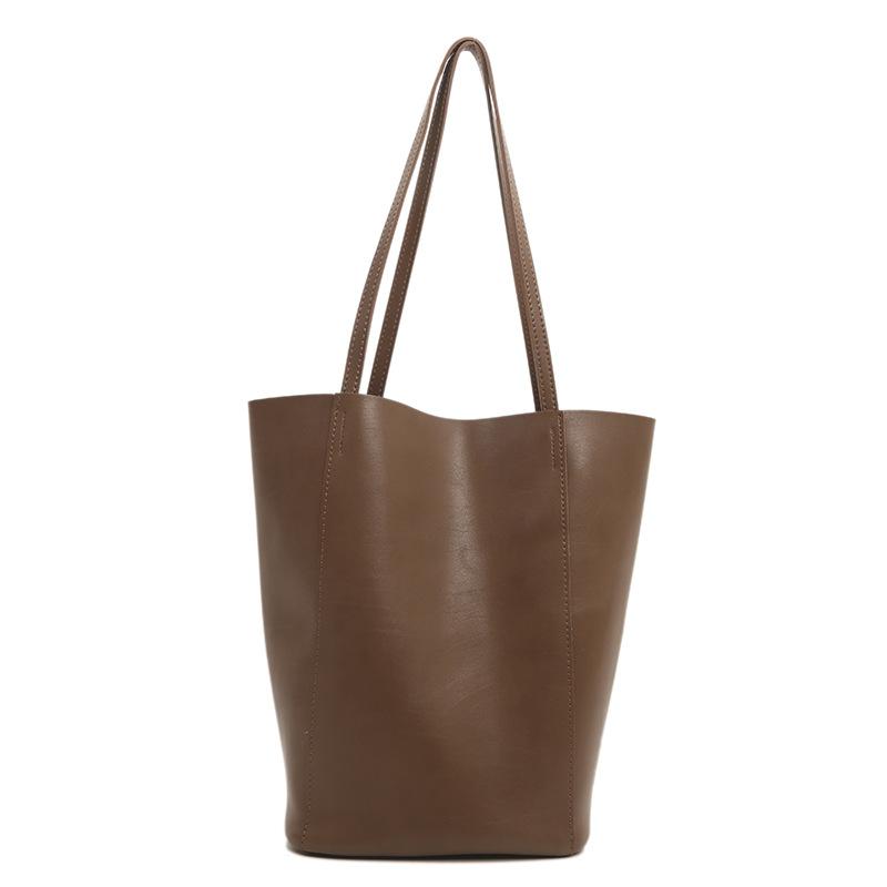 

Bucket bag women s new trend fashion shoulder tote bag large capacity versatile casual portable underarm bag коричневый