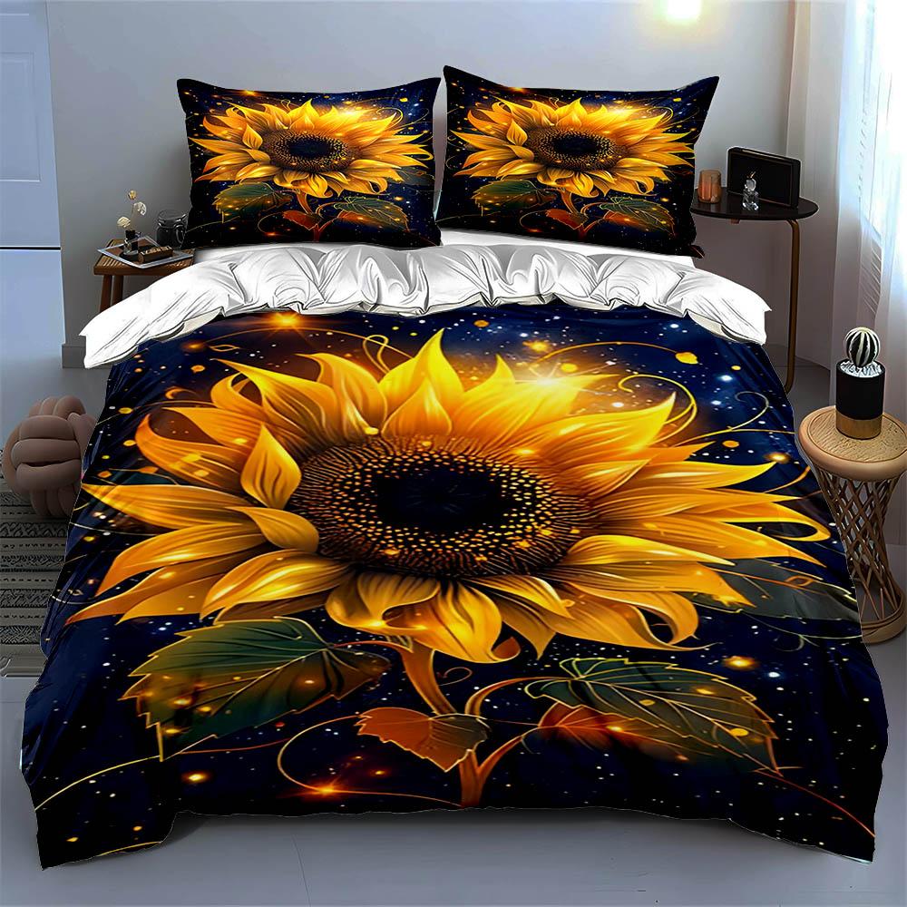 Radiant sunflower design. Bedding Duvet cover sets Duvet covers Pillowcases gifts (1 * Duvet Cover 2 * Pillowcases, without duvet insert)