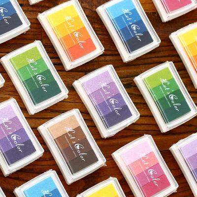 Buntes Regenbogen-Stempelkissen, mehrfarbig, für Planer, Journale, Stempel, Zubehör, Künstlerbedarf, selbstfärbender Stempel, Stempelkissen, Schulbedarf