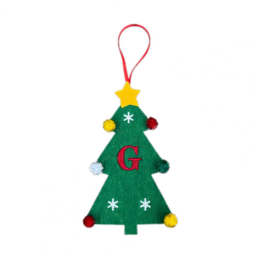 Christmas Tree Pendant Ornament with Lanyard 26 Letter Design Felt Fabric Holiday Xmas Tree Hanging Decoration