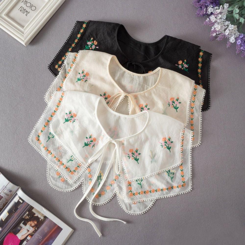 Cape Lace Blouse False Collars Embroidery Small Shawl Sweet Flower Scarves Scarf Accessories