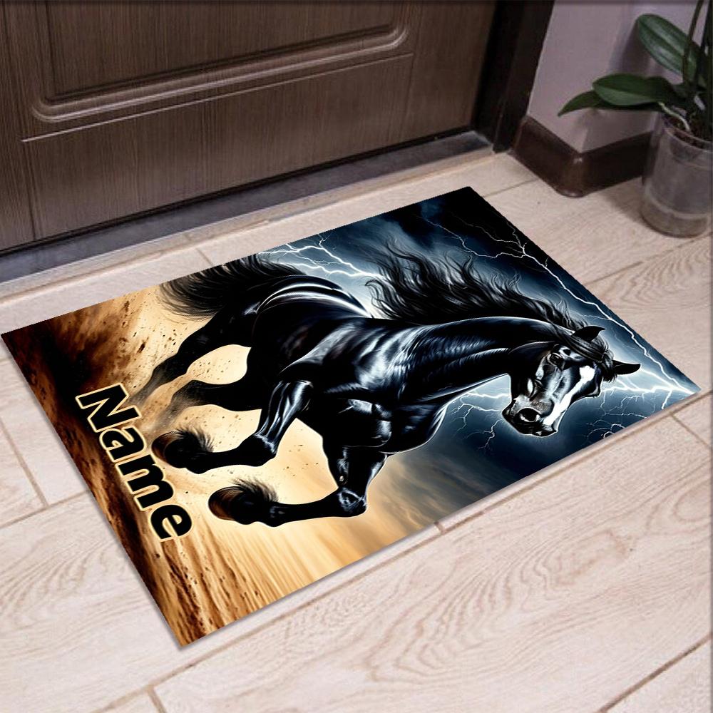 Custom Name Horse Printed Carpet,Rug for Office Chair Living Room Bedroom Kitchen Room Decor Gifts.