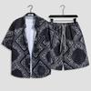 Hawaiian Floral Beach Set: Men's Loose-Fit Plus Size Short Sleeve Shirt & Casual Shorts