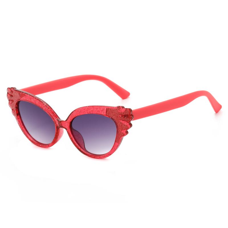 Kids Cute Glitter Cat Eye Sunglasses Lovely Wing Decor Frame Anti-UV Gradient Lens Colorful Fashion Eyewear for Boys and Girls Party Beach Outdoor