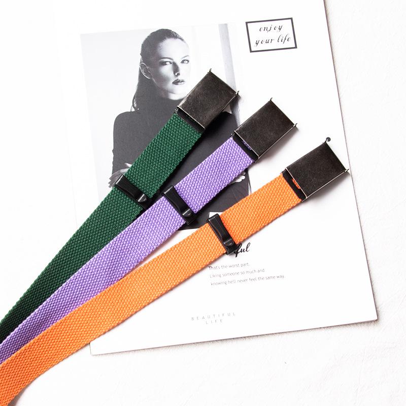 2.5cm Smooth Buckle Canvas Belt, Unisex Casual Workwear Pants, INS Style Fabric Narrow Leather Belt for Women, Men, and Students.
