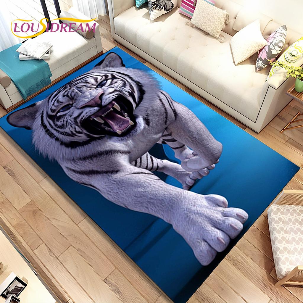 Beast Animal Tiger,Sabretooth Cartoon Area Rug,Carpet for Home Living Room Bedroom Sofa Doormat Kitchen Decor,Non-slip Floor Mat