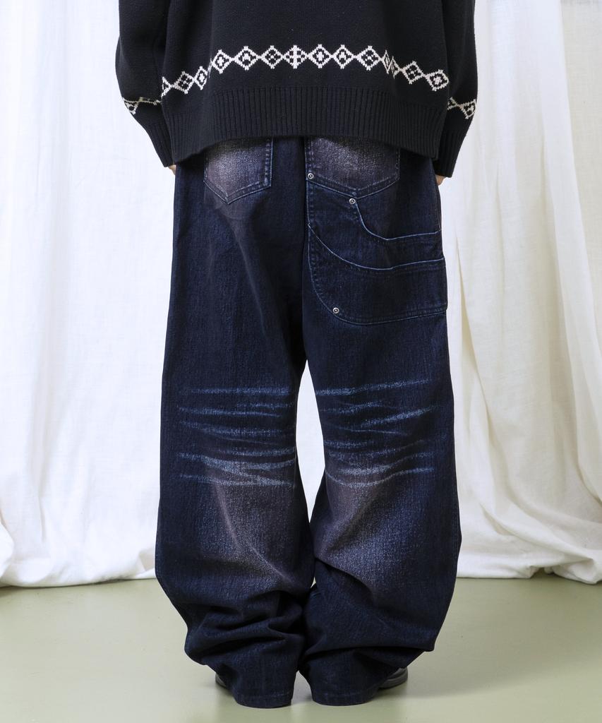 GLACK Gp174 Rusty Washed Wide Pants (Indigo)