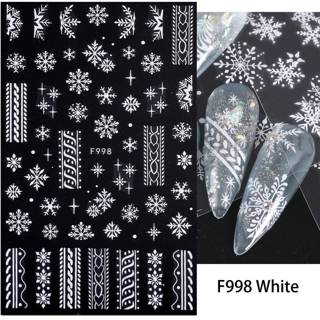 Snö Jul Nagelklistermärken Blomväxter Nagelkonstdekaler Blommiga Löv Spring Sliders Manikyrdekor