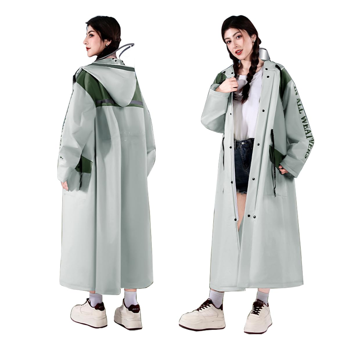 

Длинный Дождевик Рюкзак Двойной Для Поездок в Школу или Ультра Быстрой Велосипедной Поездки [TUPOLILI] Женский Дождевик, Велоспорт, Дождевик, Пончо, Снаряжение, Дождевик, зелёный