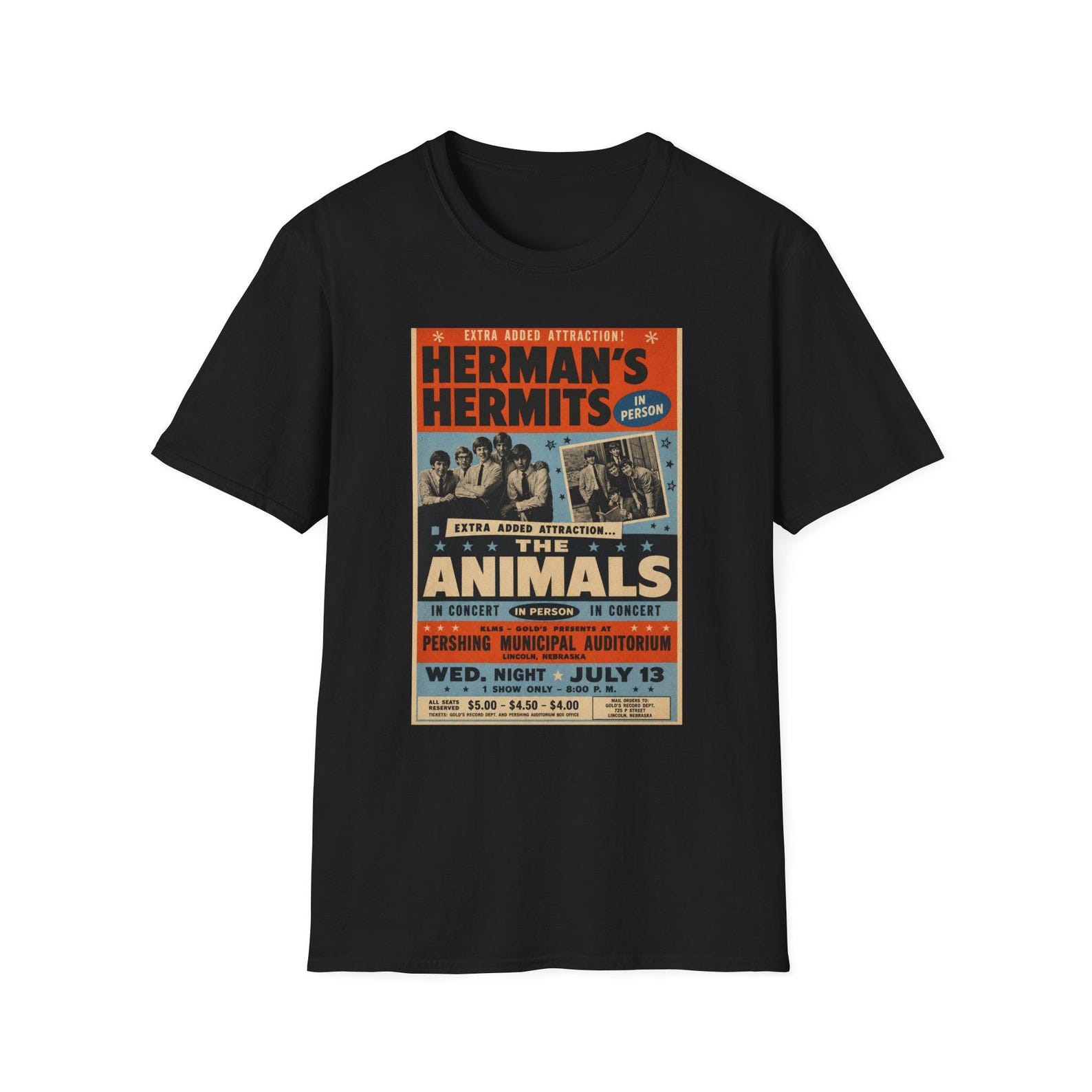 Hermans Hermits Animals fan fiction Concert Poster T-Shirt | Retro Band Tee 2XL