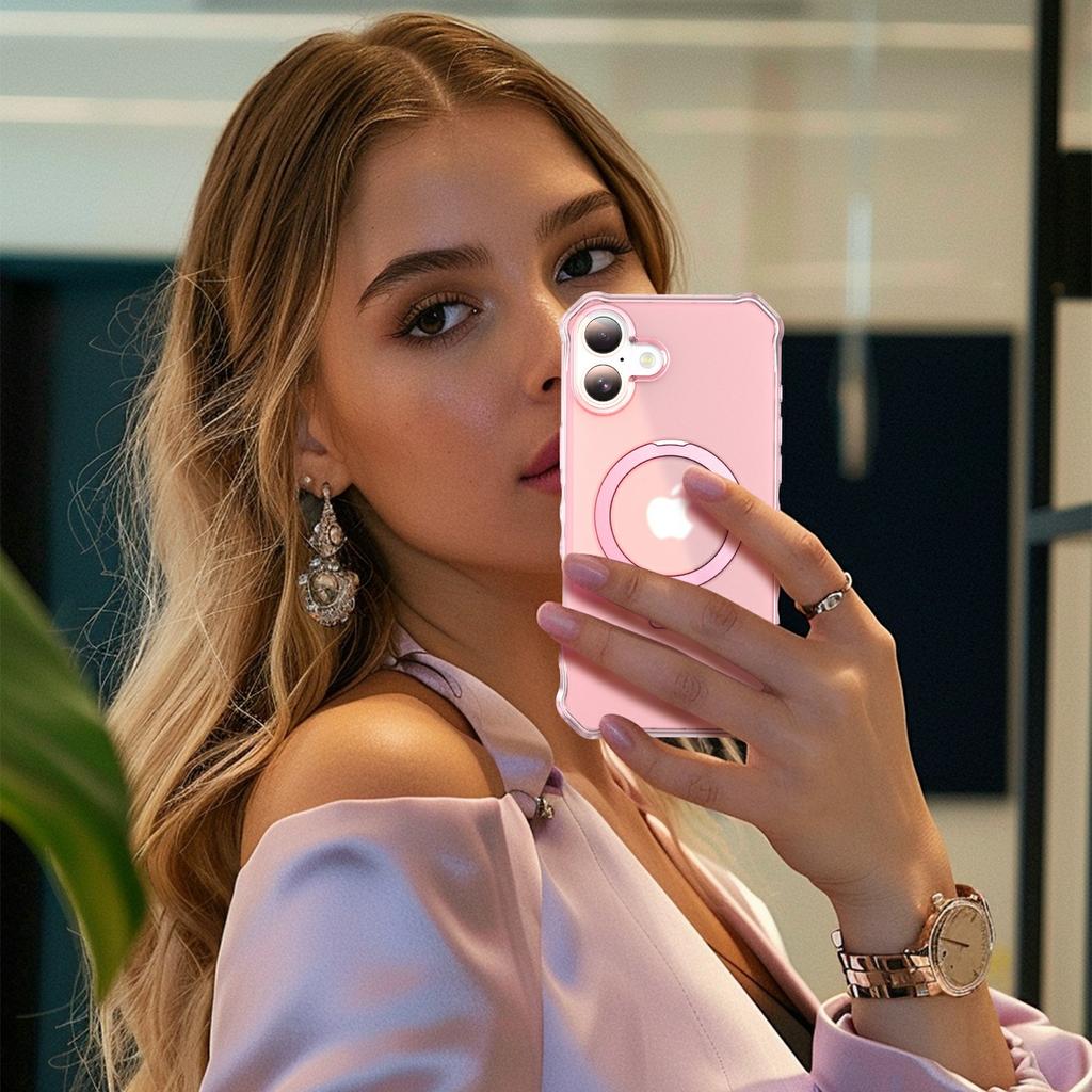 Für iPhone 17 Hülle Kompatibel mit MagSafe Matt Ständer Hybrid Handyhülle Kleine Wellenkante