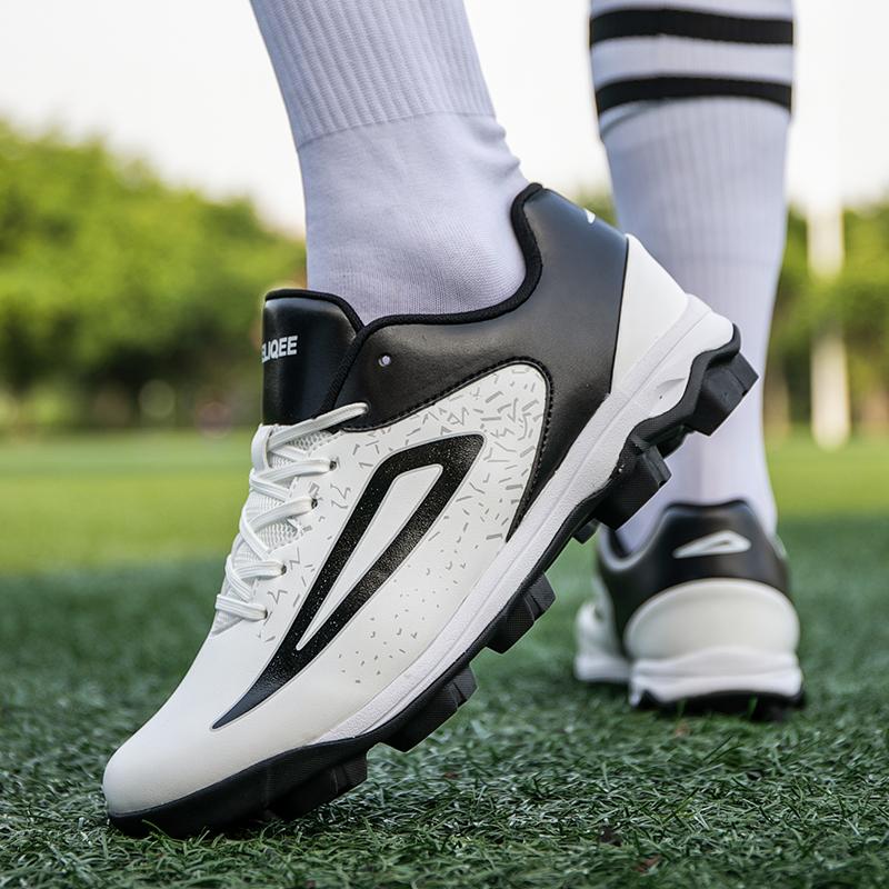 PU Leather Baseball Shoes Non-slip Men's Sports Shoes Waterproof Sneakers Elastic Trainers Rubber Soled Shoes