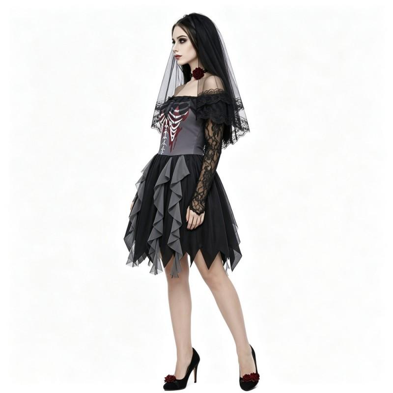 Halloween Skeleton Bride Costume Cosplay Party Stage Performance