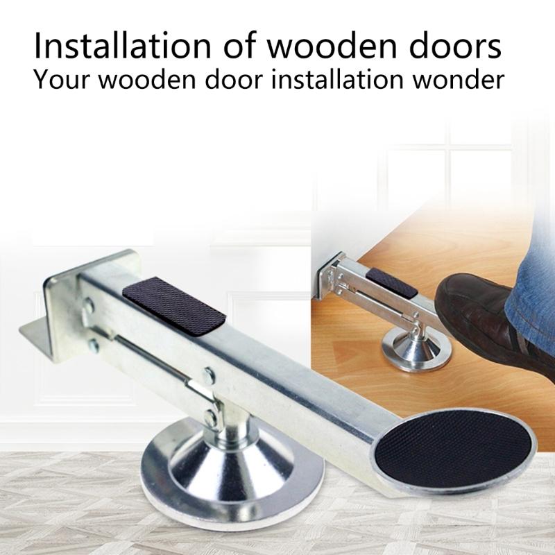 Herramienta Elevador de Puerta con Pedal de Acero Inoxidable Para Rotaciones de 360 Grados Altura Ajustable Panel de Instalación Elevador