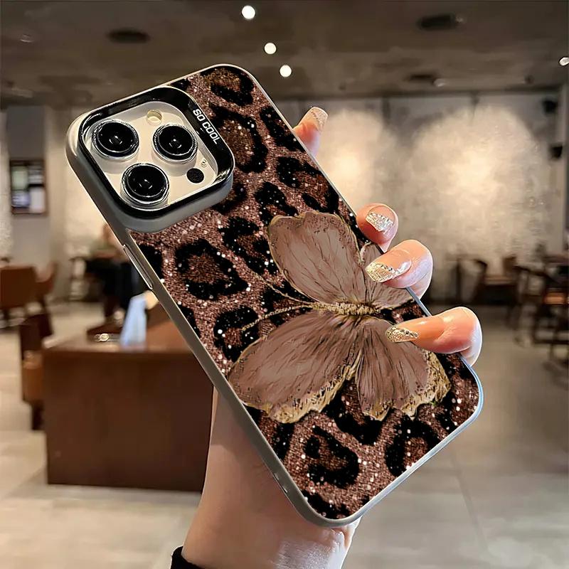 Luxus Schmetterling Leopard Muster Galvanisiert Handyhülle Für Xiaomi Redmi Note 14 13 12 11 10 Pro Plus 12S 11S Redmi 14C 13 Hülle