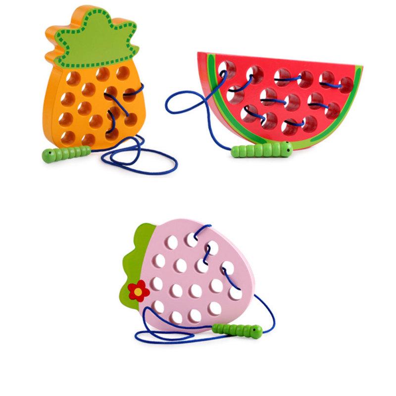 Buy Wooden Learning Early Development Baby Toy Lacing Threading Fruit