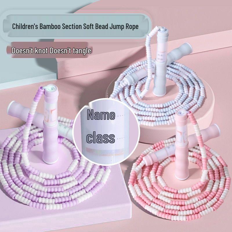 Adjustable Bamboo Skipping Rope for Kids – Ideal for Beginners in Primary School and Kindergarten светло-синий