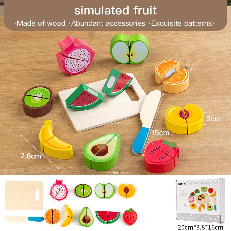Simulation Kitchen Pretend Toy Wooden Classic Game Montessori Educational Toy For Children Kids Gift Cutting Fruit Vegetable Set