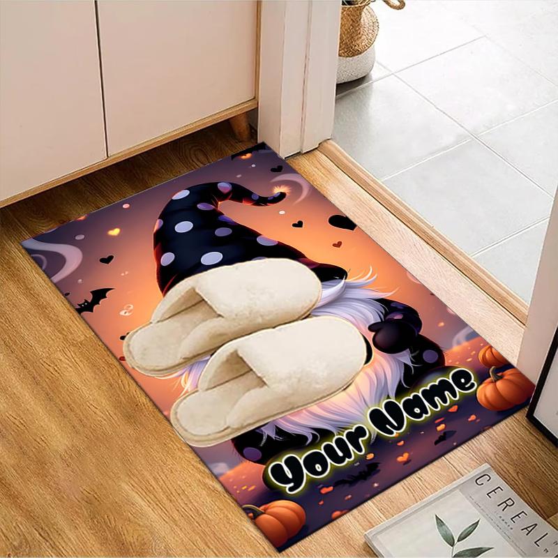 1PC Custom Name Halloween Gnome Boo Night Theme Floor Mat Ideal for Living Room, Game Rooms, Office, Bedroom,Floor Mat Playful Design252