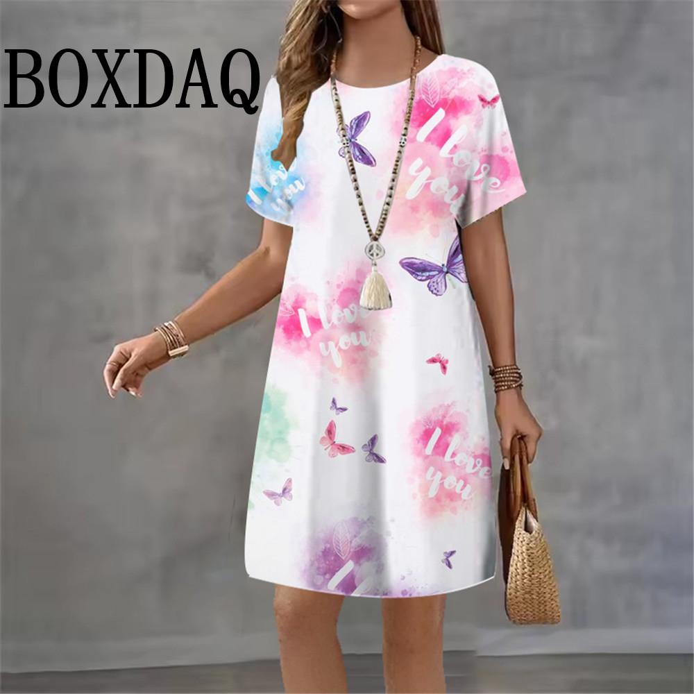 2026 Women Short Sleeve O-Neck Fashion Dresses 3D Polka Dot Print Streetwear Summer Dress Loose Casual Ladies Dress