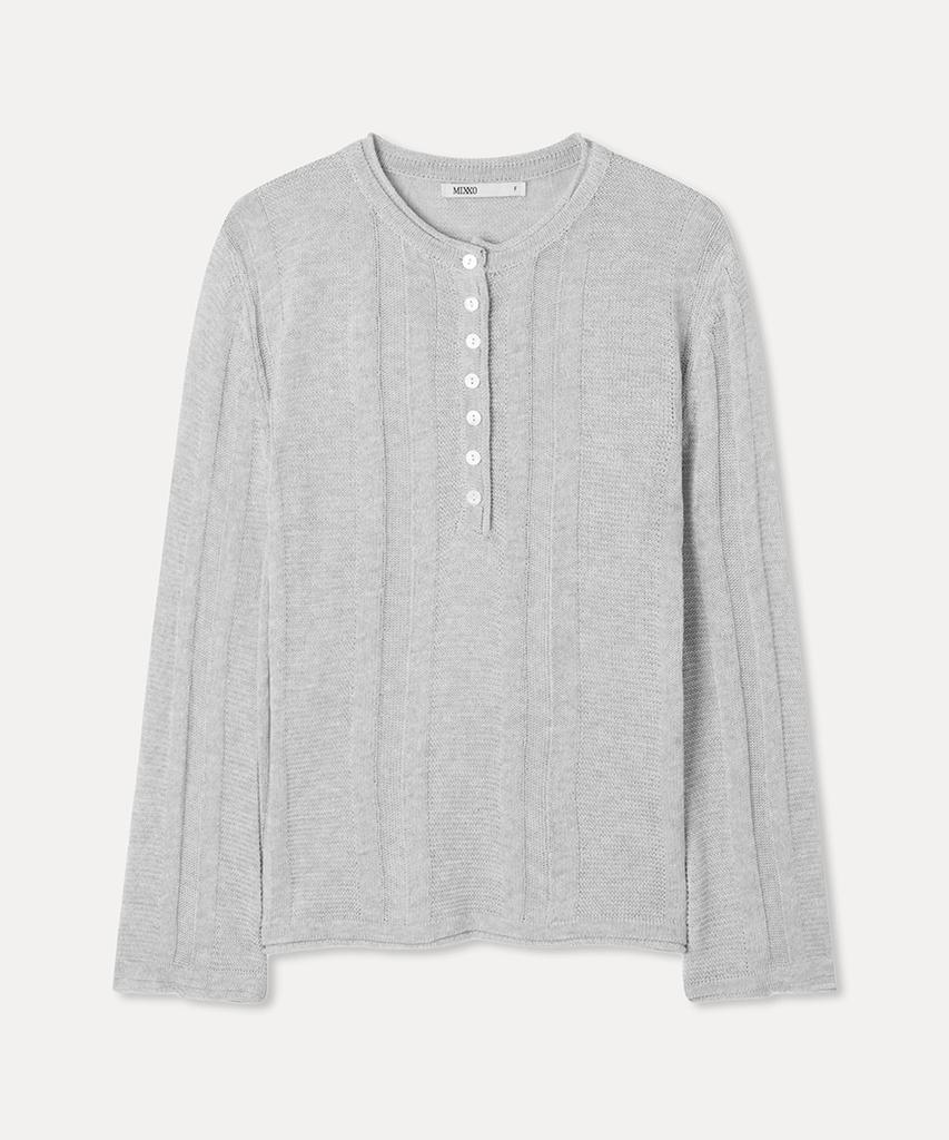 MIXXO Loose Fit Henley Neck Knit_Miwkag52Ss