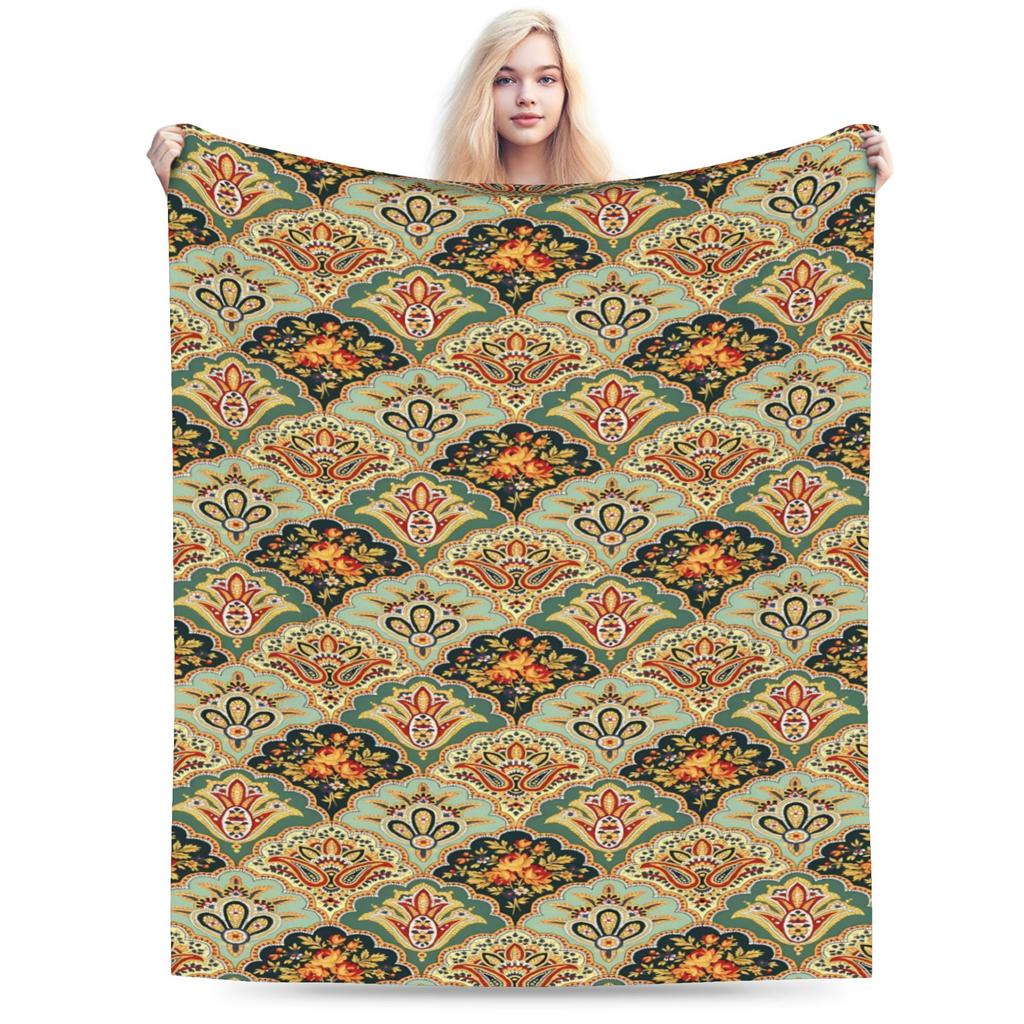 Retro Bohemian Woven Pattern  Plush Blanket Kids  Flannel Throw Blanket For Couch Chair Sofa Bed Soft Warm Bedspread Gift