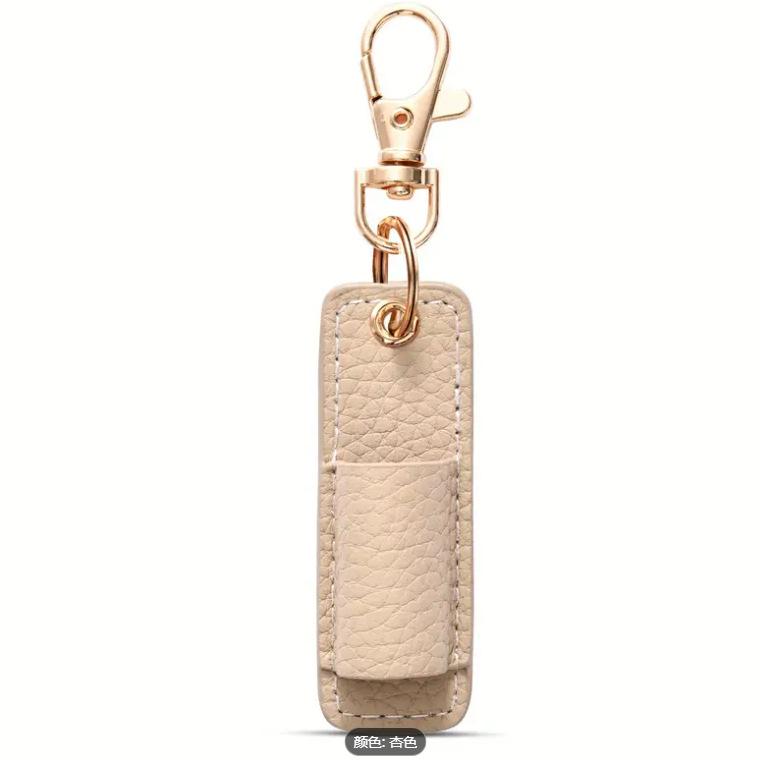 

1 шт. Портативный брелок-держатель для ручки, зажим для ручки, PU значок, пенал, сумка для ручек с зажимом для значка, держатель для ручки, брелок, подарки для женщин абрикосовый