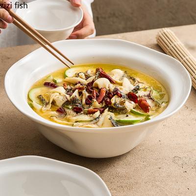 Kreative blütenförmige Keramikschüssel Restaurant Suppenschüssel Salatschüssel Pastaschüsseln Dessertschüsseln Reinweißes Spezialgeschirr