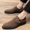 Trend New Pointed  Suede Leather Monk Strap Shoes For Men Brand Designer Formal Wedding Dress Homecoming Sapatos Tenis Masculino